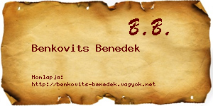 Benkovits Benedek névjegykártya